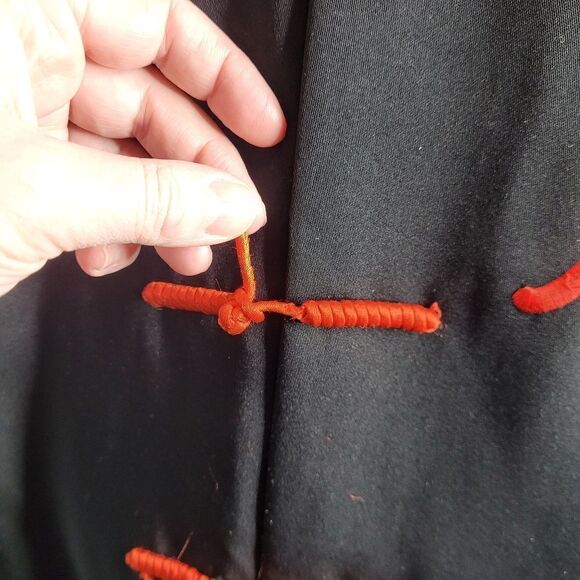 VINTAGE 90s Kung Fu uniform embroidered‎ dragon tiger black coat XL - Picture 5 of 8